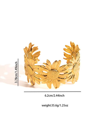 SJ 1141 Big Cuff bracelet - 18k Gold PVD plated stainless steel - Anti tarnish