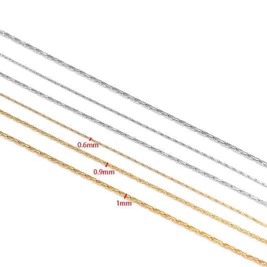 CN 333 Dainty Square Chain Silver PVD plated 316 Stainless steel  ( 1 feet ) Anti tarnish ( 0.6 mm )