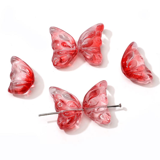 BBB 345 (e) Red Butterfly One wing glass bead ( 1 pc ) Lampwork Bead