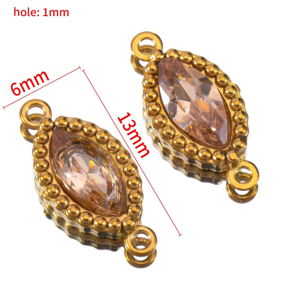 BBB 266 (e) Champagne Zircon Connector 18k Gold PVD plated 316 stainless steel ( 1 pc ) Anti tarnish ( 6:13 mm )