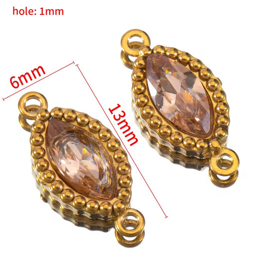 BBB 266 (e) Champagne Zircon Connector 18k Gold PVD plated 316 stainless steel ( 1 pc ) Anti tarnish ( 6:13 mm )