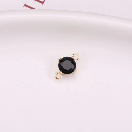 BBB 202 (D) Black CZ connector 14k gold plated ( 1 pc ) Anti tarnish