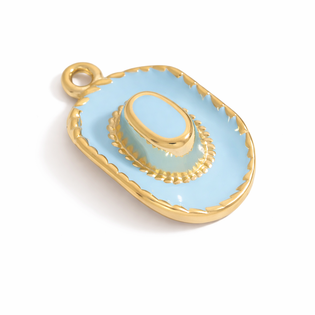 SS 3074 Cowboy Hat 3D Enamel Charm - 316 SS PVD ( 1 pc ) Premium Collectible | Anti tarnish
