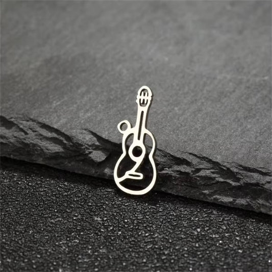 SC13N Guitar Dainty Charm 18k gold PVD 316 Stainless steel ( 1 pc ) Anti tarnish ( 17*8mm )