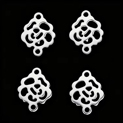 SC11E  Rose Connector charm Silver plated 316 stainless steel ( 1 piece ) Anti tarnish ( 14:10.5 mm )