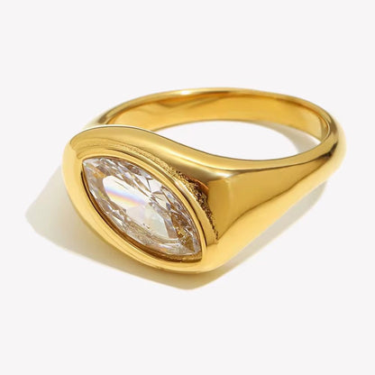 SJ 961  Marquise Zircon Ring -Premium jewellery- 18k Gold PVD plated stainless steel - Anti tarnish