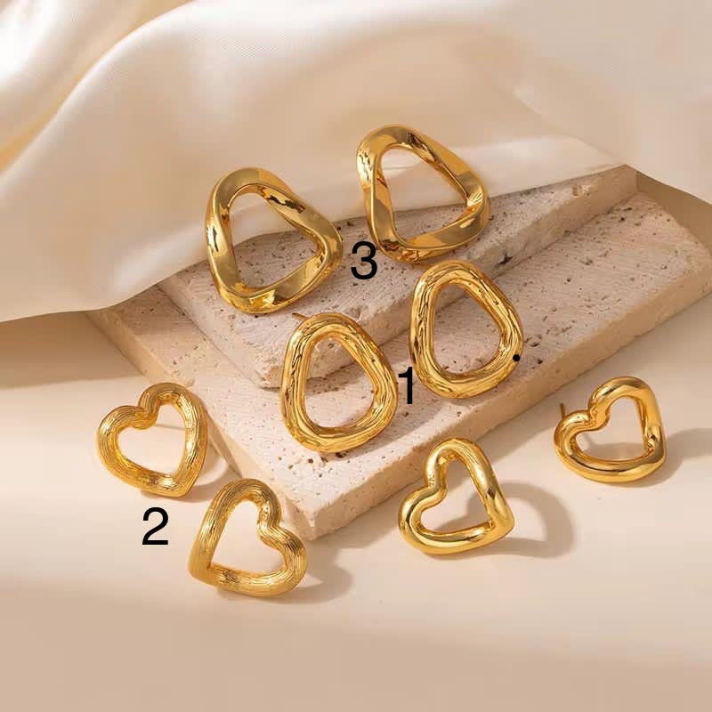 ESJ03A Different shapes Earrings -  18k Gold PVD plated stainless steel - Anti tarnish