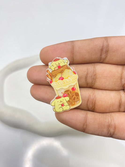 BBB 087 (d) Pompompurin with pudding charm flat acrylic charm ( 1 pc )