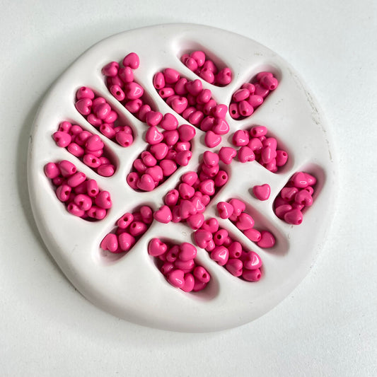 BBB 286 (i) Bright pink Tiny Heart Shiny  Bead ( 1 pc ) UV Plated Acrylic ( 6 mm )