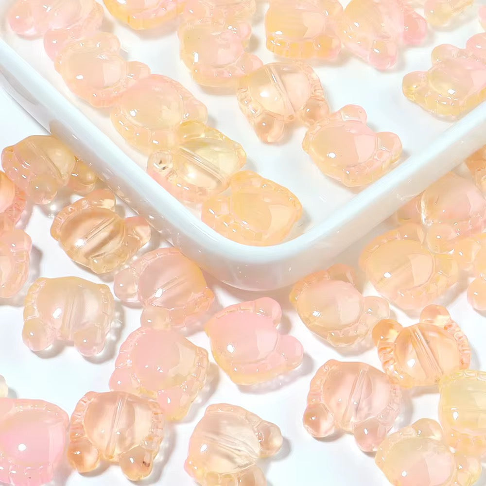 BBB 234 (b) Pinkish Yellow crab glass bead ( 1 pc ) Lampwork ( 13:6 mm )