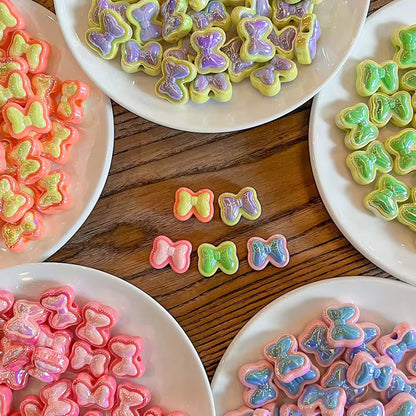 BBB 253 (c) Purple Bow Double colour Luminous Shiny Bead ( 1 pc ) UV Plated Acrylic ( 16 mm )