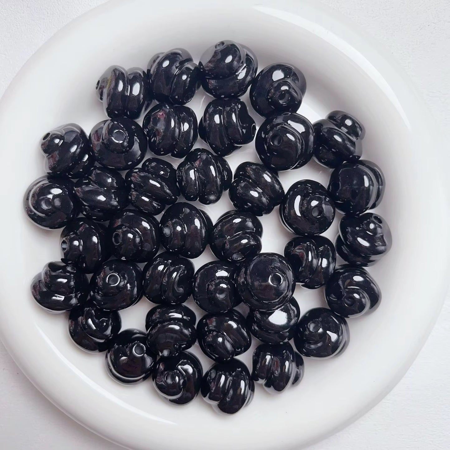 BBB 220 (m) Black Swirl Bubble 3D Acrylic bead ( 1 pc ) UV Plated ( 16:3.5 mm )
