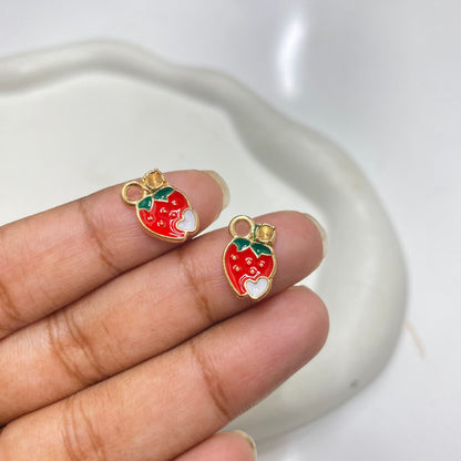 SS 2129 Strawberry Fruit enamel charm ( 1 pc ) High Quality Shine