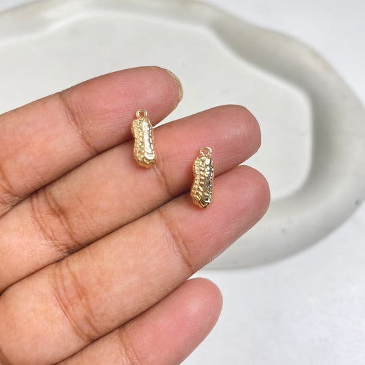 SS 1128 Peanut 🥜 charm 14k Gold plated ( 1 pc ) Anti tarnish ( 12:6 mm )