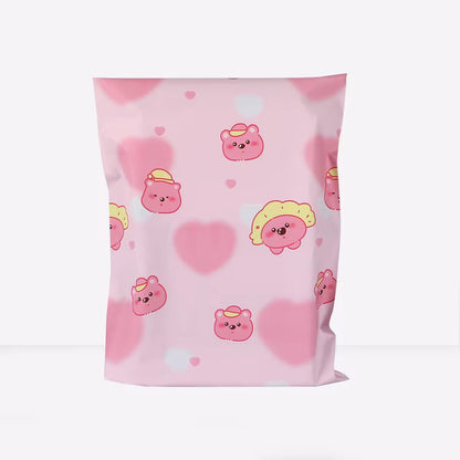 Heart Pink Bear Poly Mailer Bag -  Waterproof & Double Sided - Designer Premium Packaging ( 10:13 inch )