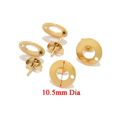 SS 1191 Round stud 18k gold PVD 316 stainless steel ( 2 pc ) anti tarnish