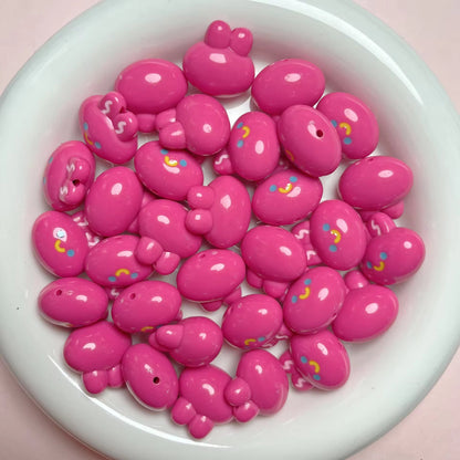 BBB 062 (b) Bright pink Cartoon Rabbit  Acrylic bead ( 1 pc )