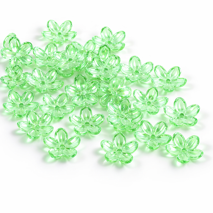 BBB 363 (b) Light Green Cherry Blossom AB Flower Bead ( 1 pc ) UV Plated Acrylic