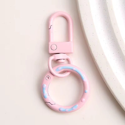 BBB 233 (d) Light Pink Candy baked paint Donut Buckle O Ring Keychain Clasp ( 1 pc ) Spring Clasp Key Ring ( 5.1:2.4 cm ) High Quality Alloy