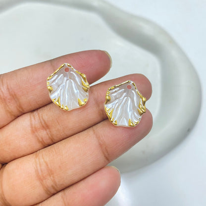 AB49 pearl with gold liner shiny luminous Acrylic bead ( 1 pc )
