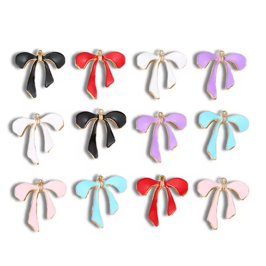 BBB 402 Bow Enamel Charm ( 1 pc ) High Quality Shine ( 26mm )