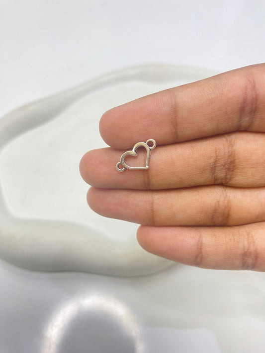 SS 2660 Silver Hollow Heart Bezel Connector ( 1 pc ) tarnish resistant