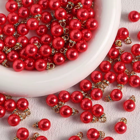 BBB 232 (c) Red Pearl Shiny Bead Drop charm ( 1 pc ) UV Plated Acrylic ( 15:10 mm )