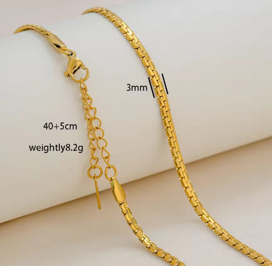 RC 64 Snake Pressed Ready made chain 18k Gold PVD plated 316 Stainless steel ( 1 pc ) Anti tarnish ( 1 mm ) with extension