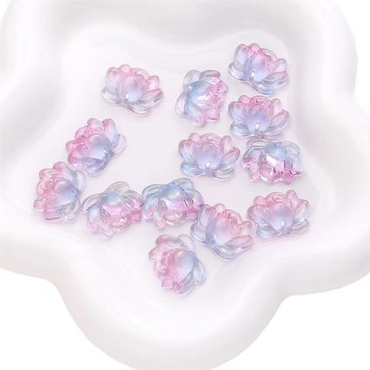 BBB 354 (e) Dual tone Golden Lotus glass bead ( 1 pc ) Lampwork Bead