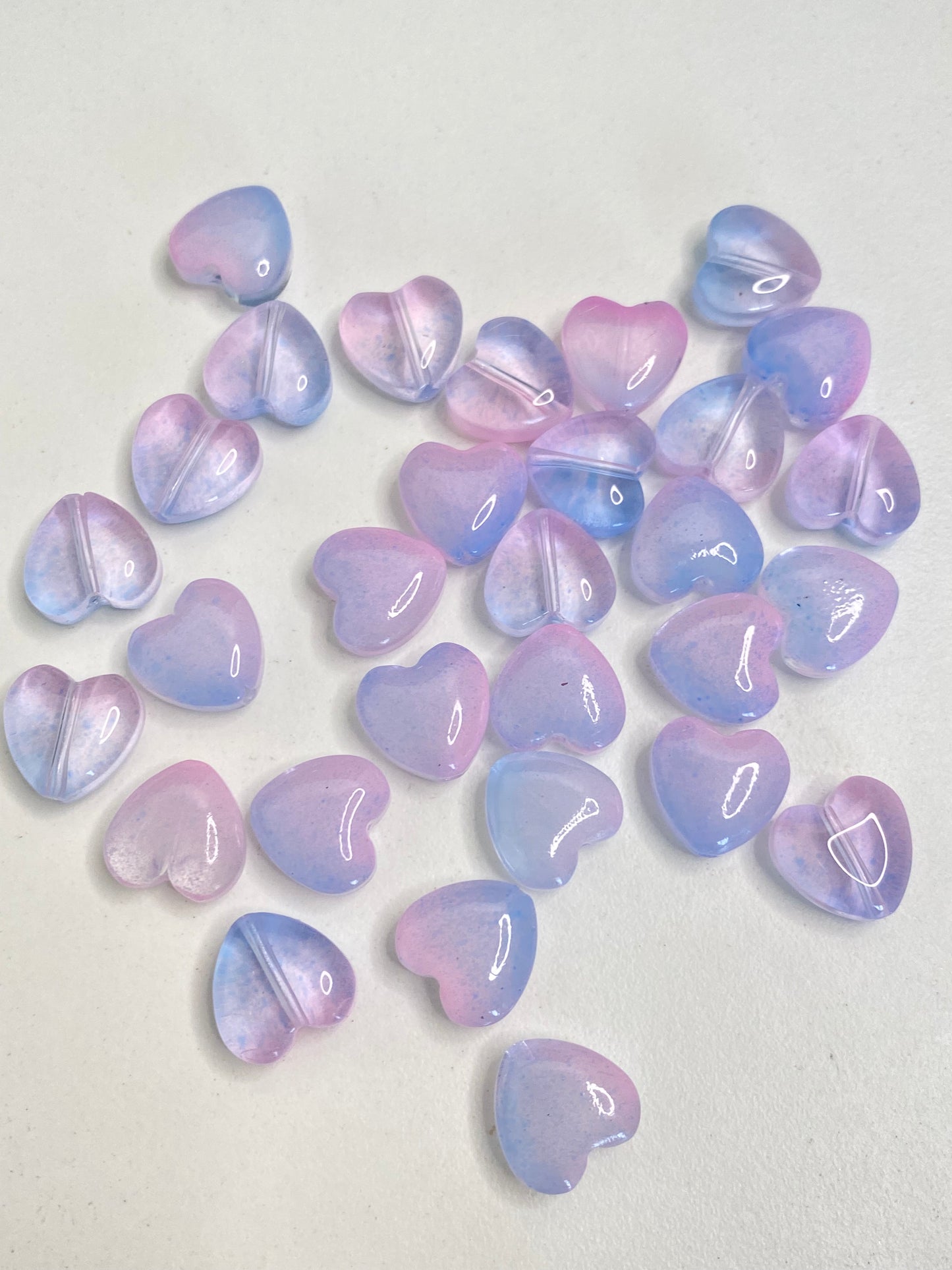 BBB 225 (d) Pinkish Blue Heart Crystal glass bead ( 1 pc ) ( 8 mm )