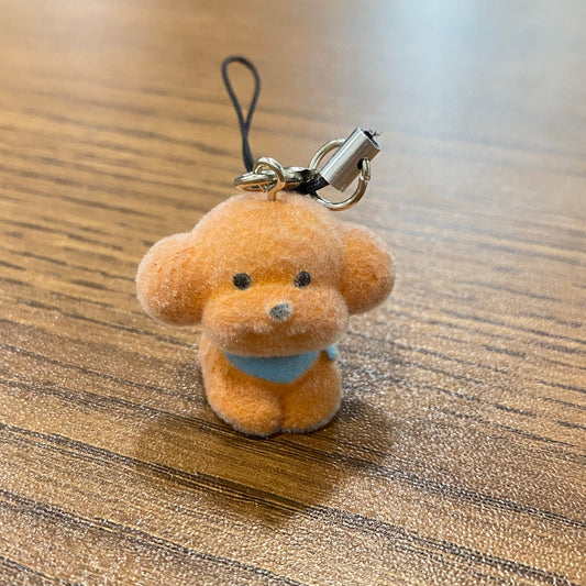 BBB 267 (g) Brown Fur Puppy 3D Flocking Resin charm ( 1 pc ) with Hook ( no keyring ) ( 95 mm )