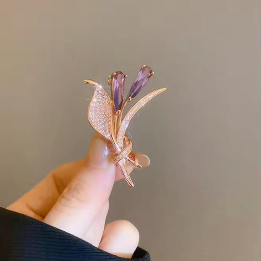 BR 07 Autumn flower Zircon Brooch pin ( 1 pc ) Tarnish Resistant