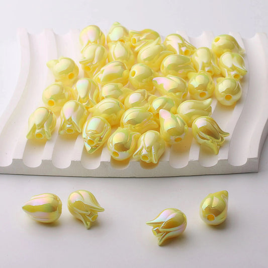 BBB 129 (i) Yellow Tulip uv plated Acrylic bead ( 1 pc )