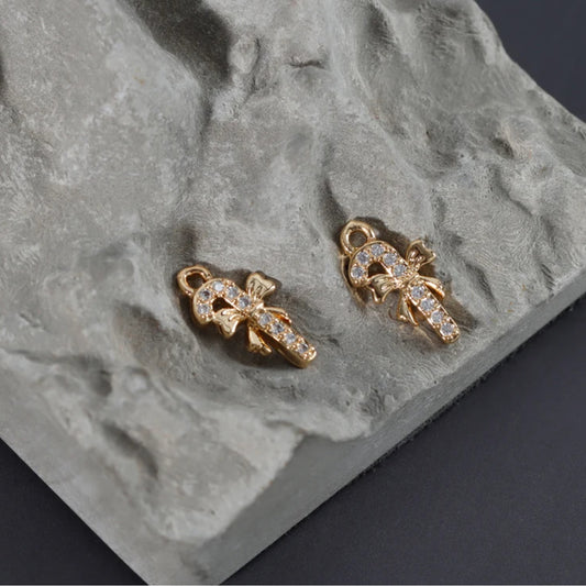 SS 499 candy cane gold plated charm - per piece - anti tarnish