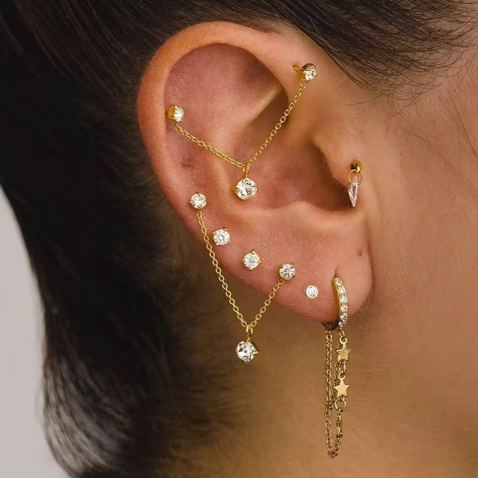 STJ03A  Solara Starlight Gold Ear Chain Set 18k gold copper plated