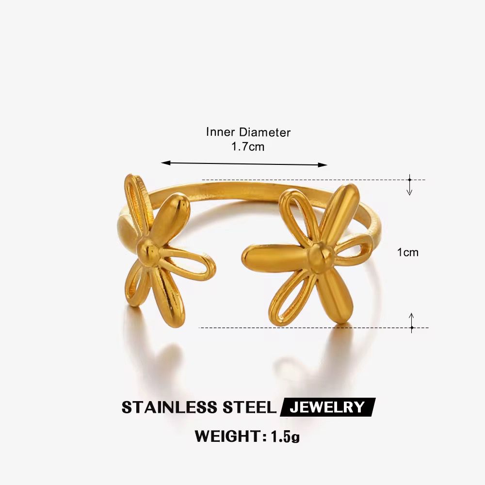 SJ 1020 Floral Ring Adjustable  - 18k Gold PVD plated stainless steel - Anti tarnish