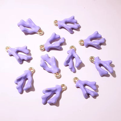 BBB 229 (c) Purple Coral Branch 3D enamel charm ( 1 pc ) Tarnish Resistant ( 16:10:5 mm )