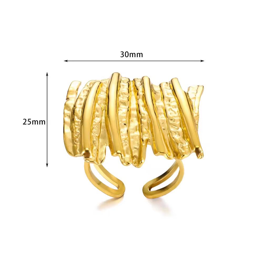 SJ 506 Chunky Fashion Hammered Ring adjustable - 18k Gold PVD plated stainless steel - Anti tarnish