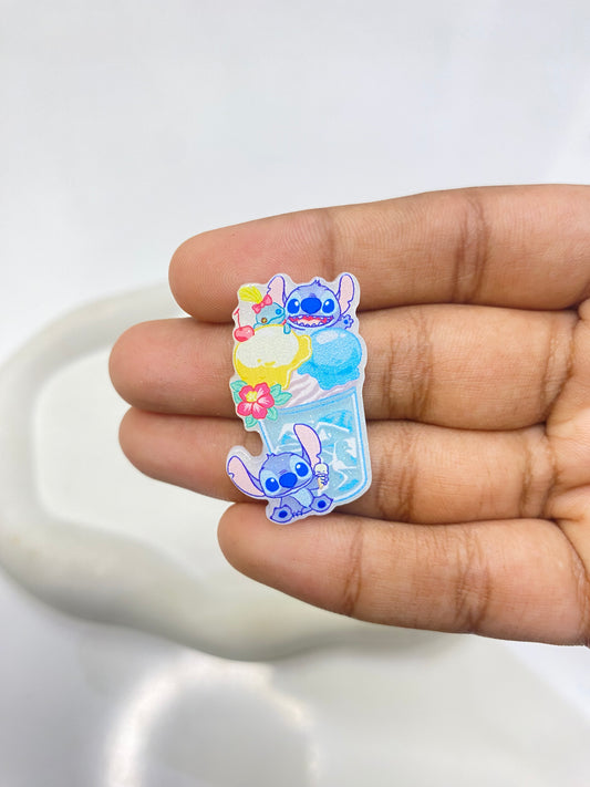 BBB 087 (h) Stitch with ice cream and shake flat acrylic charm ( 1 pc )