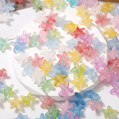 BBB 330 (b) White Star Fish Shiny Bead ( 1 pc ) UV Plated Acrylic ( 15 mm )