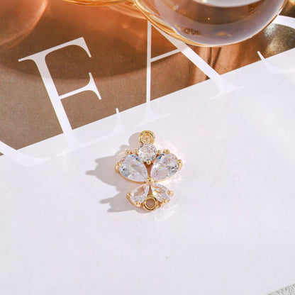 GPC11 J (1) Clear Butterfly Charm 14k gold plated Zircon crystal  ( 1 pc ) Anti tarnish