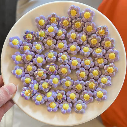 BBB 248 (e) Purple Flower Double colour Luminous Shiny Bead ( 1 pc ) UV Plated Acrylic ( 16 mm )