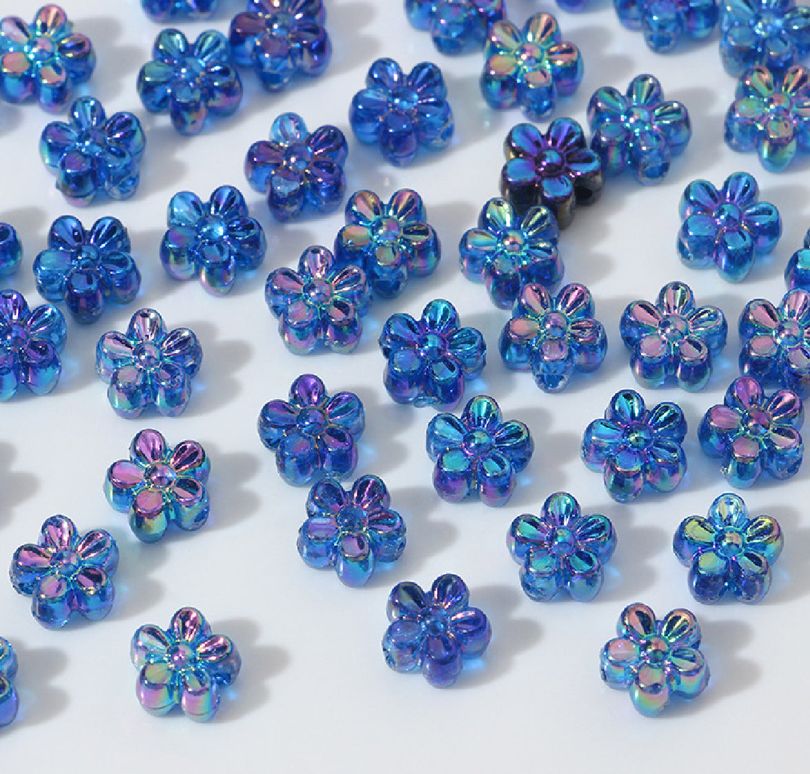 BBB 238 (e) Dark Blue daisy flower candy Luminous Shiny Bead ( 1 pc ) UV Plated Acrylic ( 7 mm )