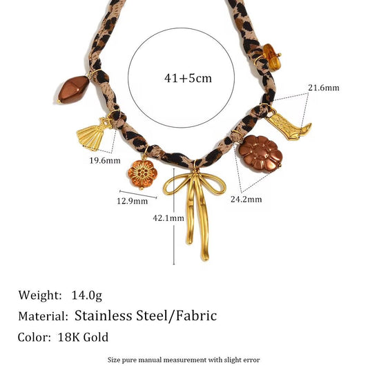 SJ 974 Fashion Fabric Charm Necklace - Premium jewellery- 18k Gold PVD plated stainless steel - Anti tarnish