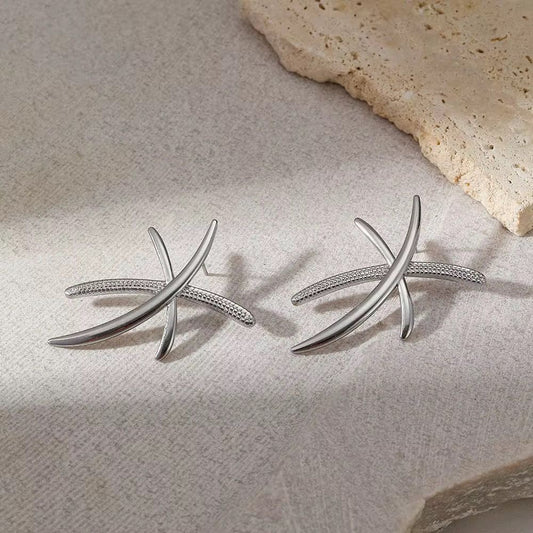 SJ 920 Cross branch Stud Earring - 18k Gold PVD plated stainless steel - Anti tarnish