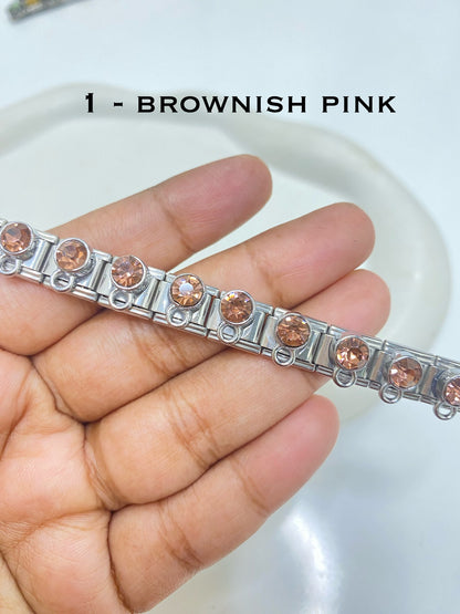 Italian charms zircon with loop bracelet ( part 3 ) stainless steel ( 1 pc ) Anti tarnish