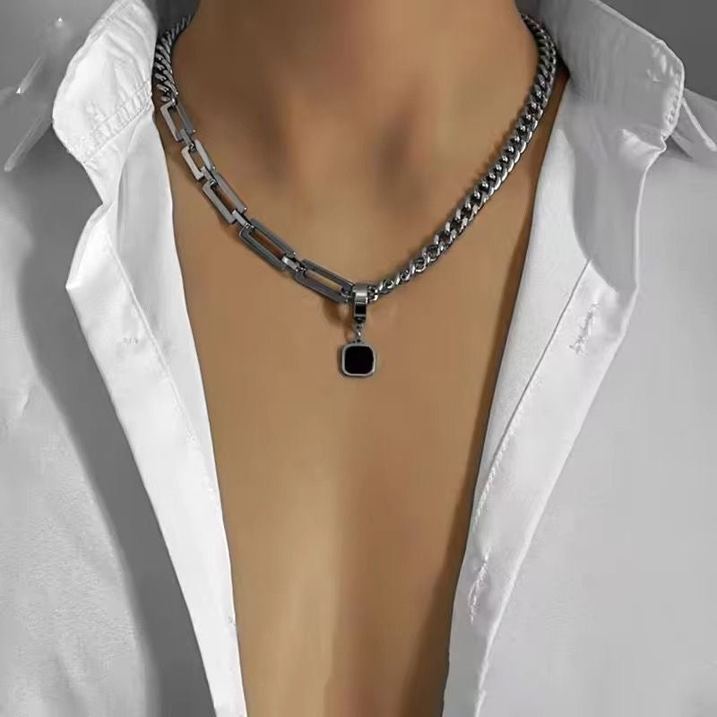 SJ 1040 Chunky Clavicle Mens Necklace - stainless steel - Anti tarnish