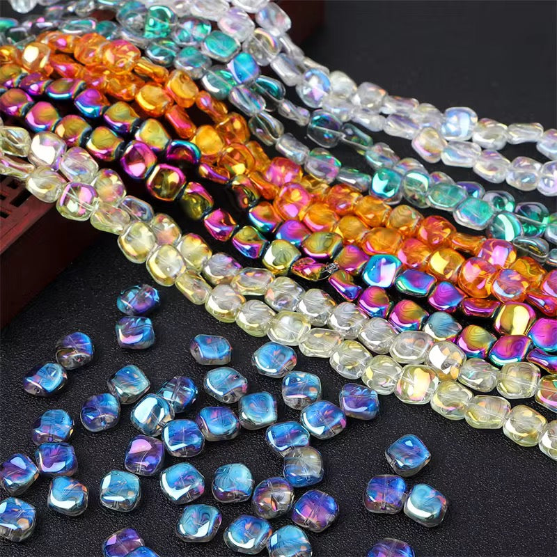 BBB 355 (e) Light Orange  Irregular Iridescent glass bead ( 1 pc ) Lampwork Bead