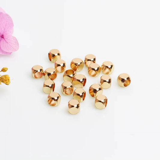 SS 1105 Cube Spacer bead 14k Gold plated ( 1 pc ) Anti tarnish ( 2 mm )