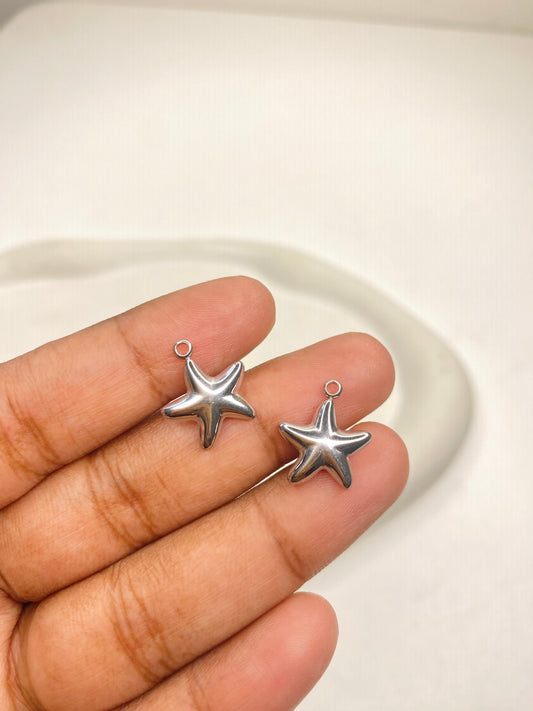 SS 2867 Star Fish Silver plated stainless steel ( 1 piece ) Anti tarnish ( 13:15 mm )